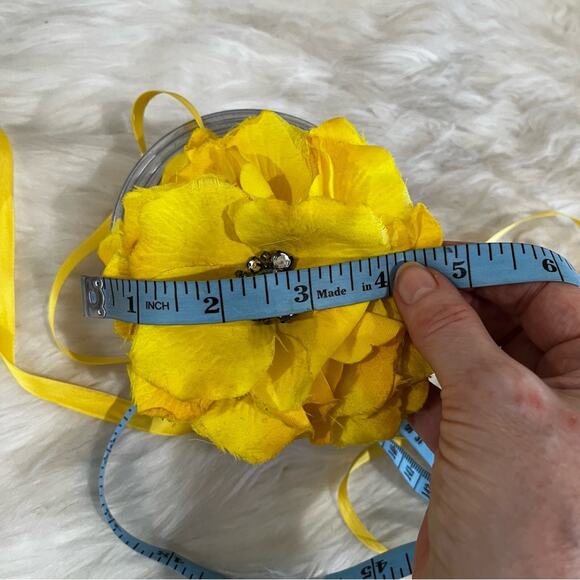 NEW J. Crew Silk Crystal RARE Floral Bloom Petal Waist Belt Tie Accessory Yellow